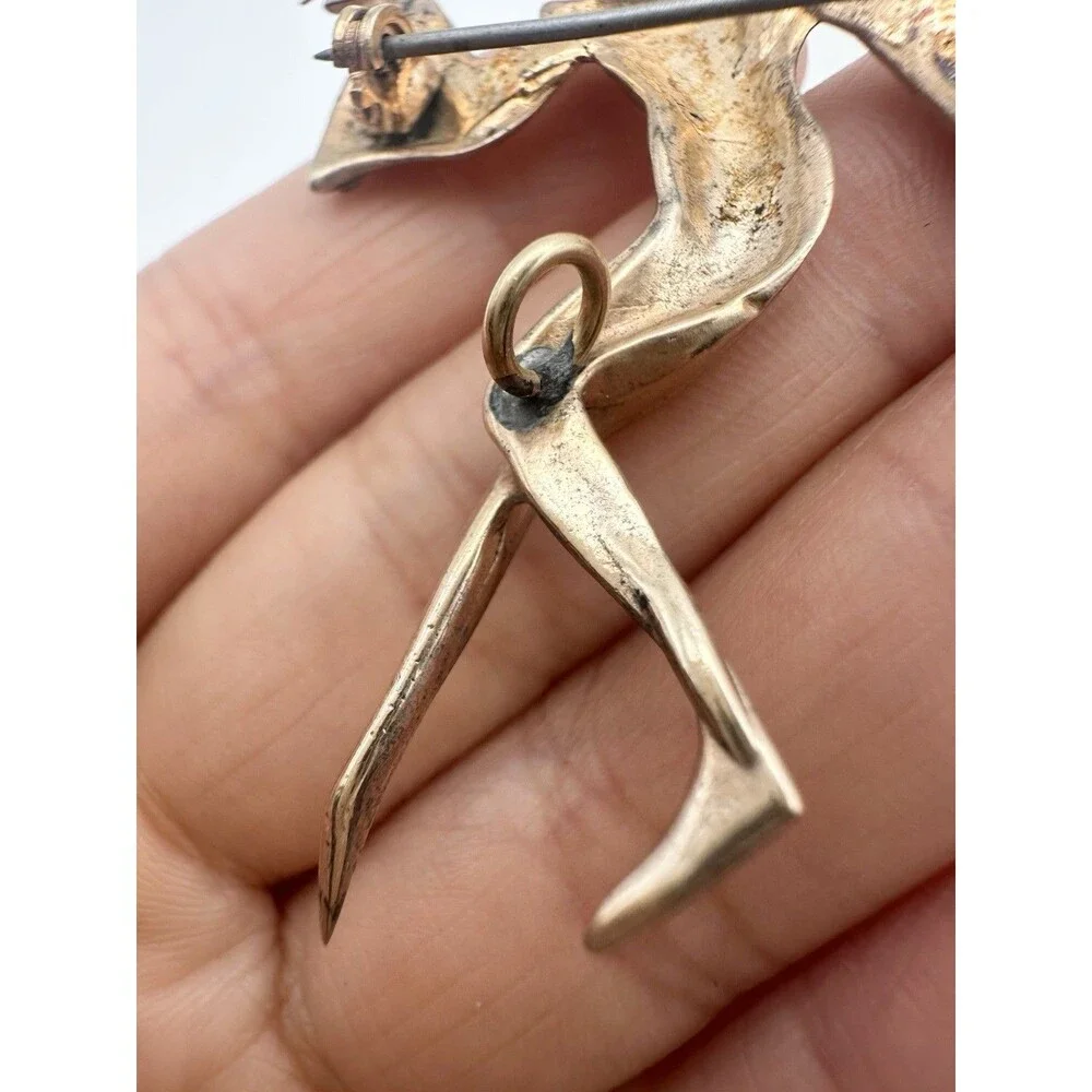 Vintage Sterling Silver Rose Gold Plated Dancing Harlequin Brooch Pin